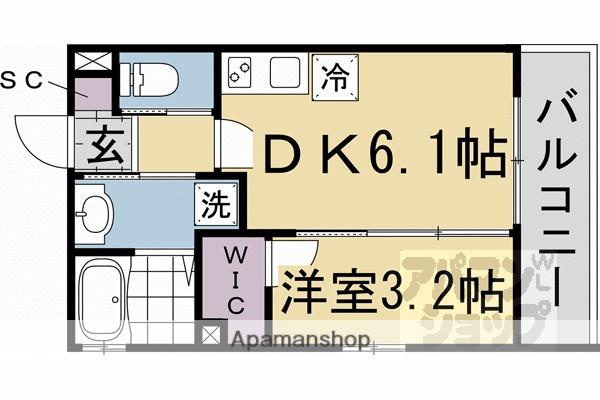 LIVE FLAT京都西院(1DK/4階)の間取り写真