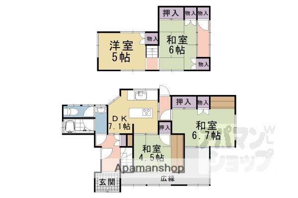 京都市東西線 御陵駅 徒歩20分 2階建 築66年(4LDK)の間取り写真