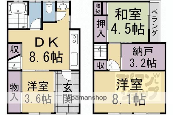 上京区元真如堂町貸家(3DK)の間取り写真