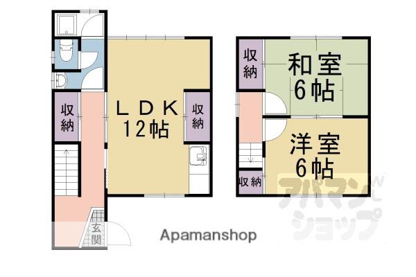 京都市東西線 御陵駅 徒歩12分 2階建 築53年(2LDK)の間取り写真