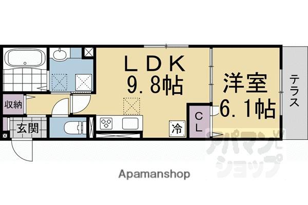 Dーレジデンス二条(1LDK/2階)の間取り写真