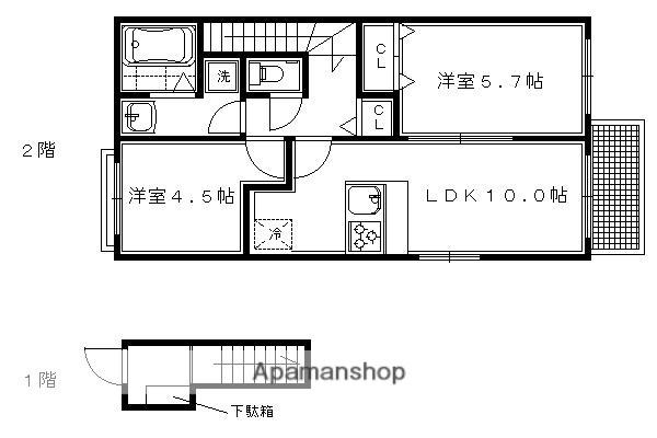 カーサ・ペルソナ(2LDK/2階)の間取り写真