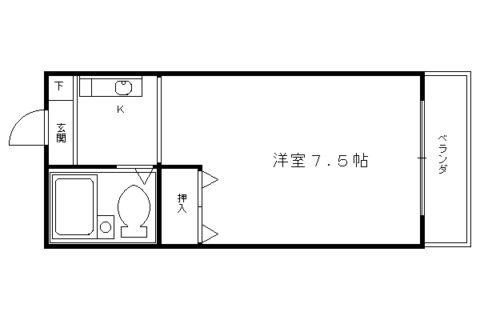 ドミ大田(1K/4階)の間取り写真