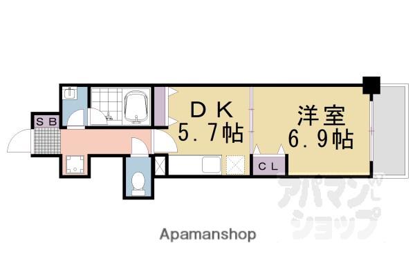 綾小路パレス(1DK/7階)の間取り写真