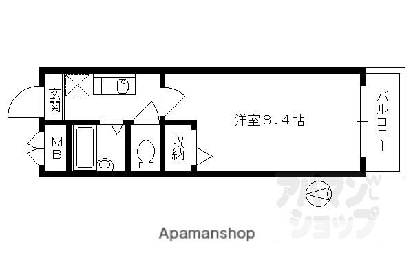 ビクトワール二条(1K/5階)の間取り写真