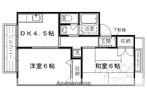 ホワイトハウス(2DK/2階)の間取り写真