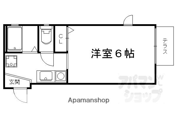 北山グランブルーハイツ(1K/1階)の間取り写真