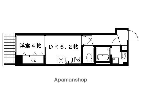 アイカーサ綾小路(1DK/3階)の間取り写真