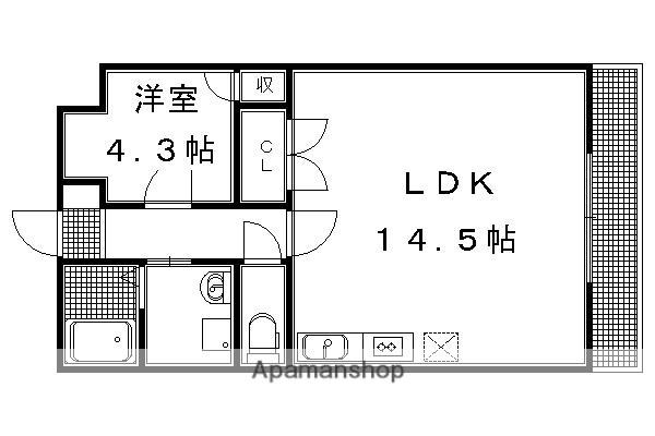 チェリーブロッサム嵯峨野(1LDK/1階)の間取り写真