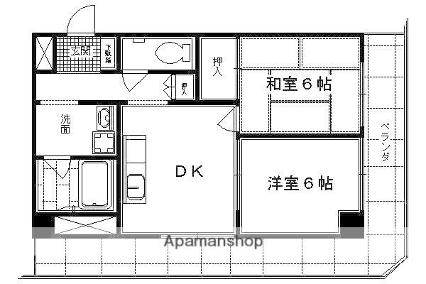 パレット御池(2DK/6階)の間取り写真