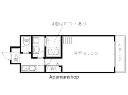 アルティスタ帷子ノ辻(1K/4階)の間取り写真