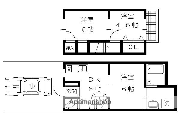 京都市烏丸線 北大路駅 徒歩32分 2階建 築55年(3DK)の間取り写真
