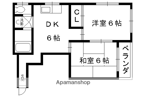 ヴィラDO(2DK/3階)の間取り写真