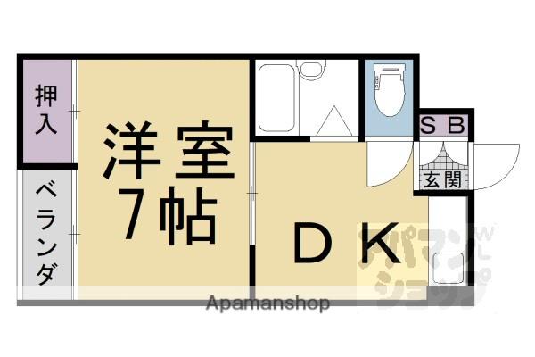 西賀茂ロイヤルリバーマンション(1DK/3階)の間取り写真