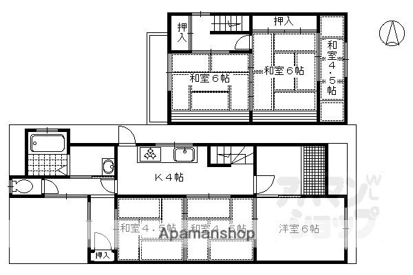 京都市烏丸線 北大路駅 徒歩8分 2階建 築57年(6K)の間取り写真