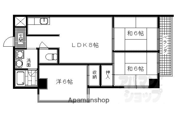 山崎ビル(3LDK/3階)の間取り写真