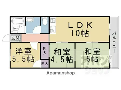 シャンポール松室(3LDK/4階)の間取り写真