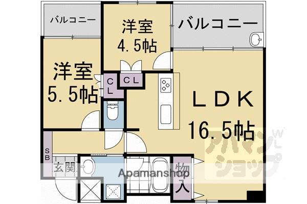 アンビエント京都駅前(2LDK/7階)の間取り写真