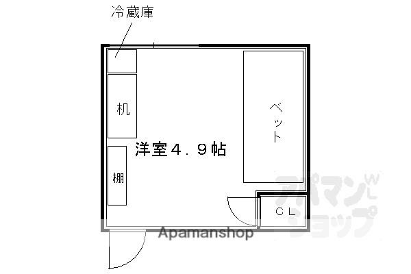 若竹荘(ワンルーム/2階)の間取り写真