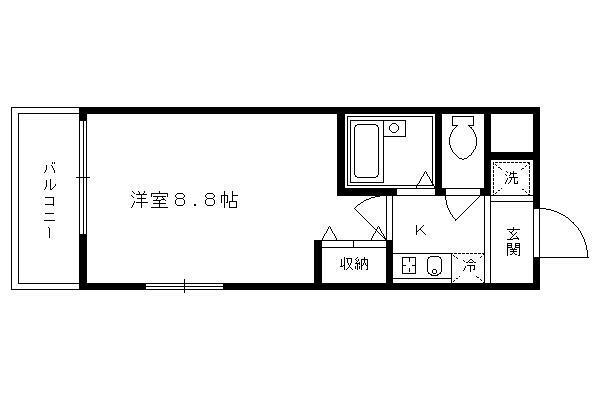 トゥルー西ノ京(1K/1階)の間取り写真
