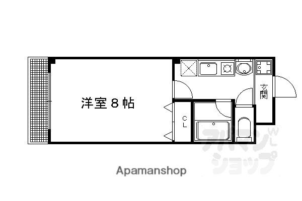 ウィスタリア鞍馬口(1K/1階)の間取り写真
