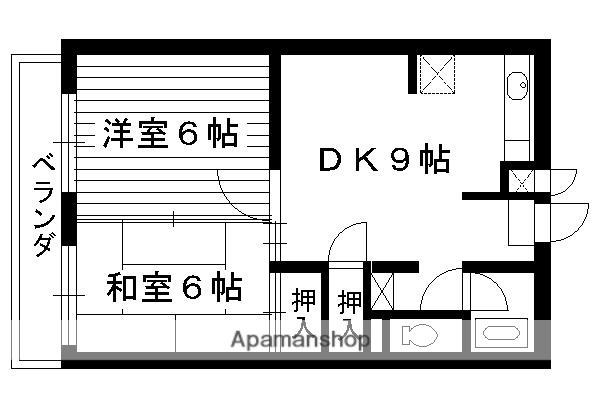 アップルメゾン西院(2DK/1階)の間取り写真