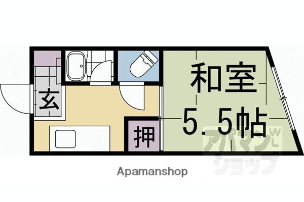 銀閣寺マンション(1K/3階)の間取り写真