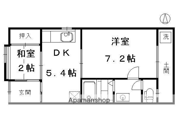唐橋芦辺町テラスハウス(2DK)の間取り写真