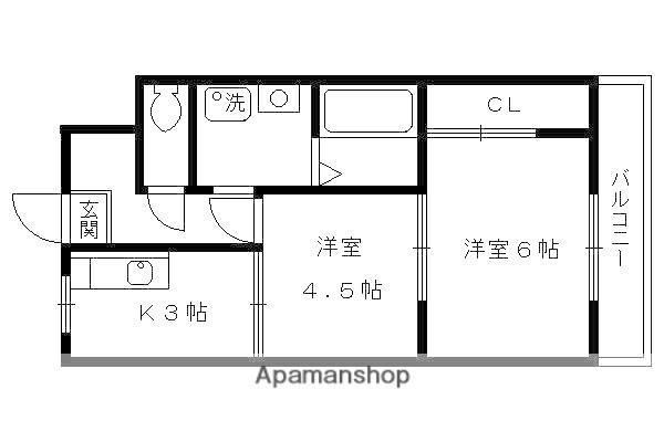 第3シャトーウメダ(2K/3階)の間取り写真