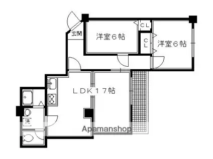 ロイヤルハイツ白川(2LDK/2階)の間取り写真