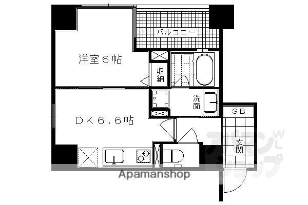 クリスタルグランツ西大路三条(1DK/4階)の間取り写真