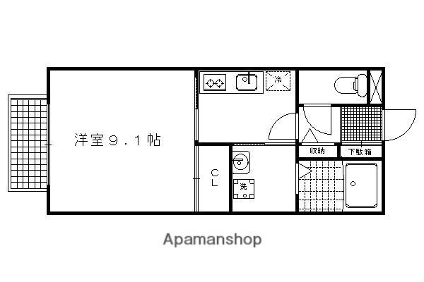 ボヌール北白川(1K/2階)の間取り写真