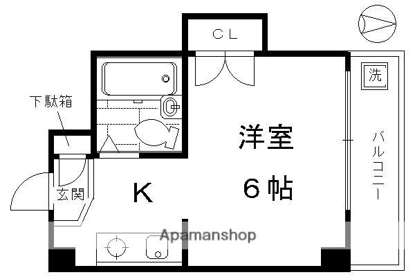 グラシィオ中久世(1K/2階)の間取り写真