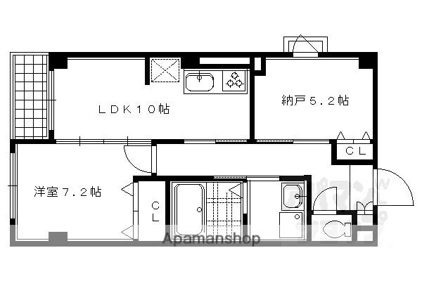 キャトル荒神(1SLDK/3階)の間取り写真