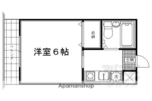 クレセント太秦(1K/1階)の間取り写真