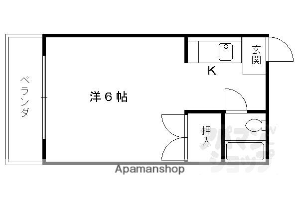 グランビュー太秦(1K/4階)の間取り写真