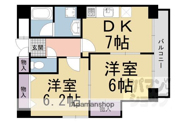 コスモ今出川(2DK/8階)の間取り写真