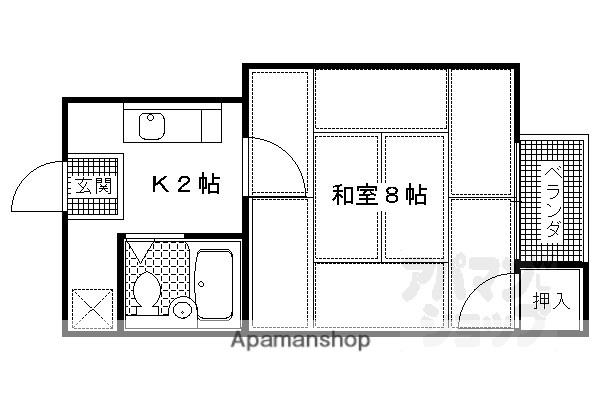 コーポ一乗寺(1K/1階)の間取り写真