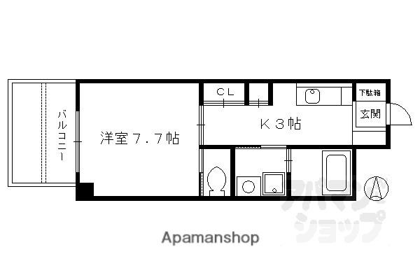 ルミノーサ三条小川(1K/3階)の間取り写真