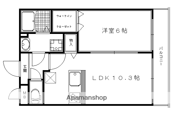 マリベール北山(1LDK/3階)の間取り写真