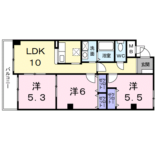 サンシャイン中川(3LDK/4階)の間取り写真