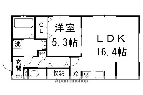 エスペランサ鴨川(1LDK/1階)の間取り写真