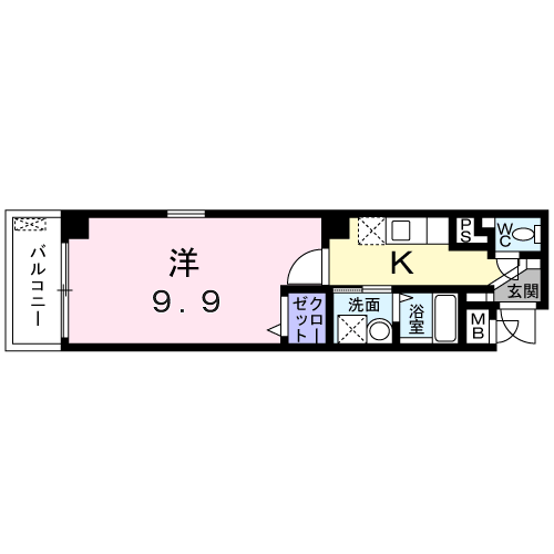 サザン 京央(1K/5階)の間取り写真