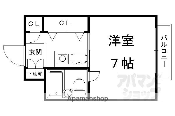 ハーモニーコーポ山根(1K/3階)の間取り写真