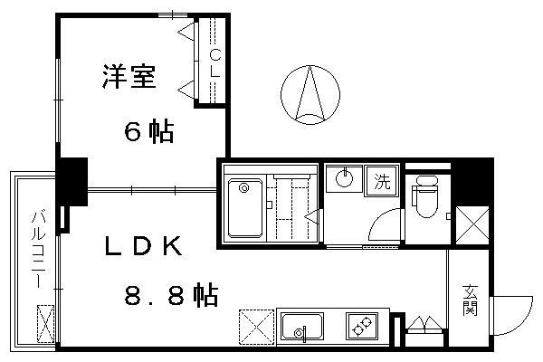 ブライトマーチ タナカ(1DK/2階)の間取り写真
