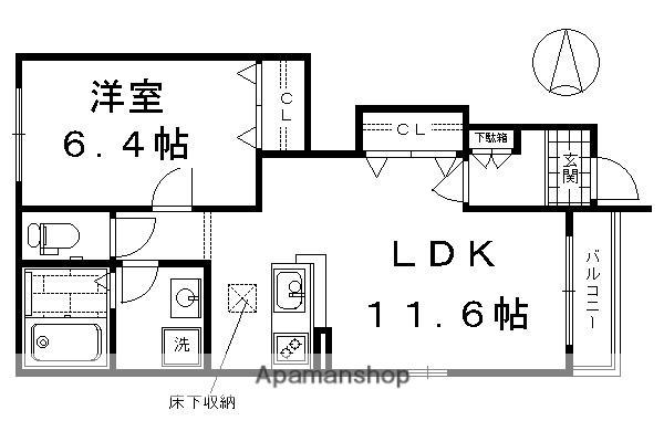 CALME TAKAHATA(1LDK/1階)の間取り写真