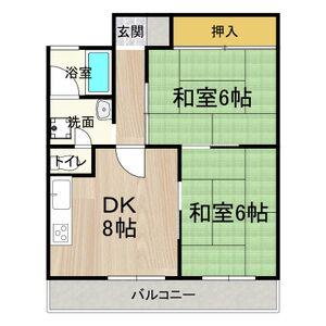 ロイヤルコーポ(2DK/9階)の間取り写真