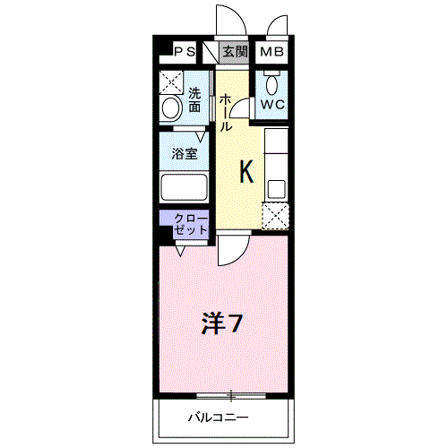 ヒラソル・ナツA(1K/2階)の間取り写真