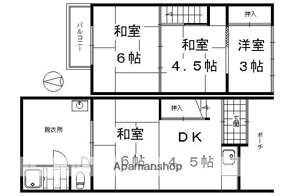 吉祥院春日町貸家(4DK)の間取り写真