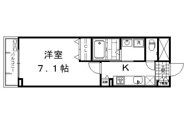 ブライトアイリス(1K/3階)の間取り写真